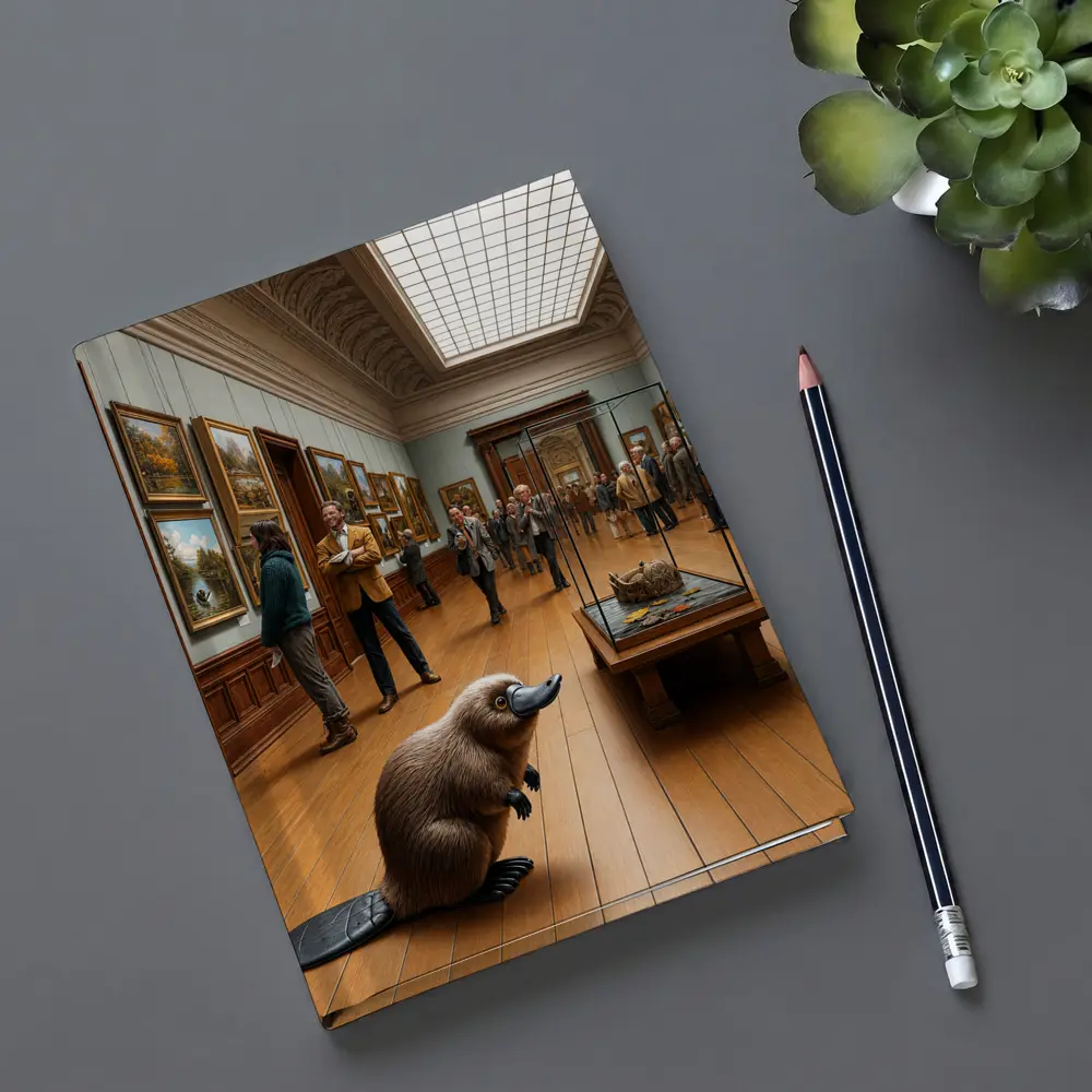 Platypus Standing Inside Classic Art Museum – Notebooks