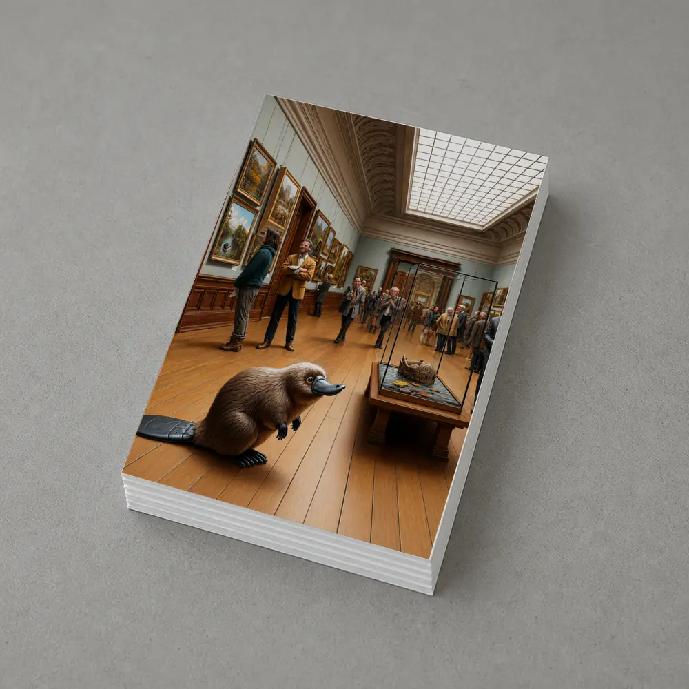 Platypus Standing Inside Classic Art Museum – Postcards