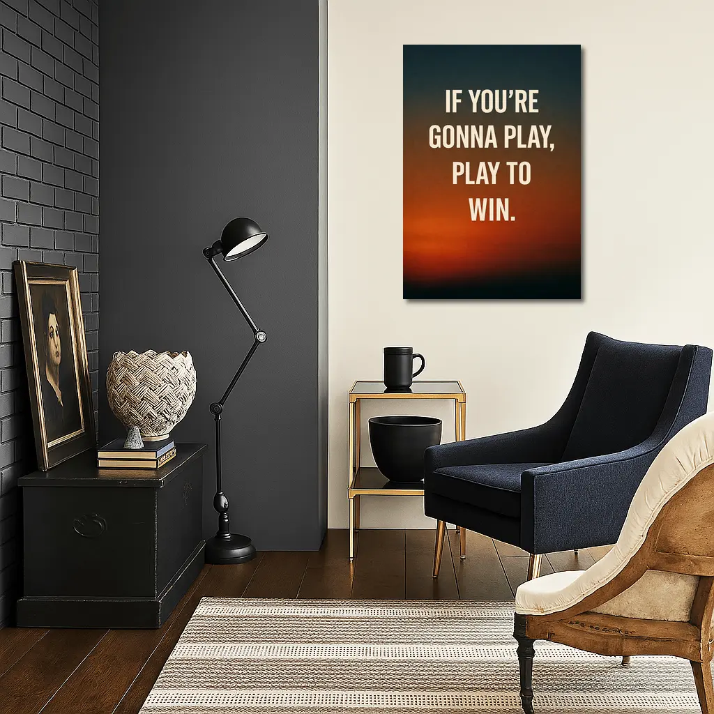 Play To Win Quote Sunset Sky – Wall Art