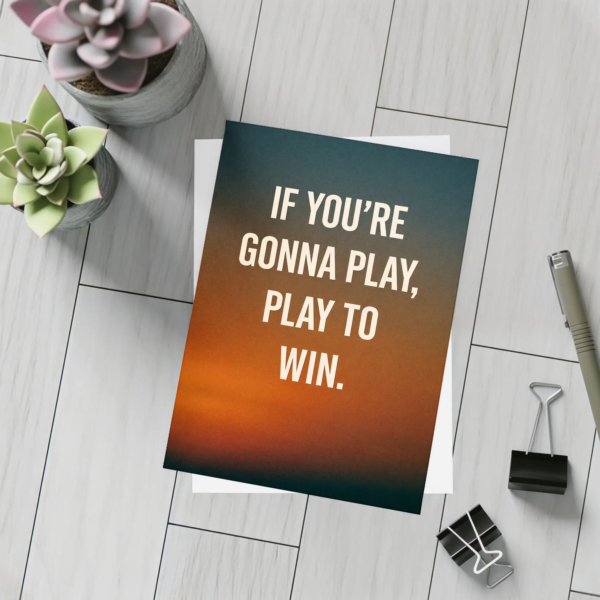 Play To Win Quote Sunset Sky – Postcards