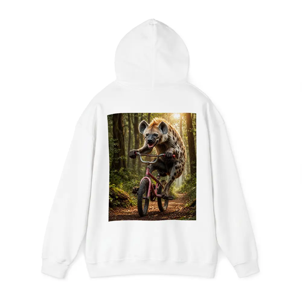 Hyena Riding Bicycle Through Forest Path – Hoodies