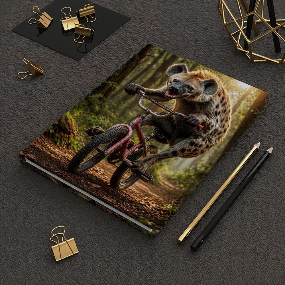 Hyena Riding Bicycle Through Forest Path – Notebooks