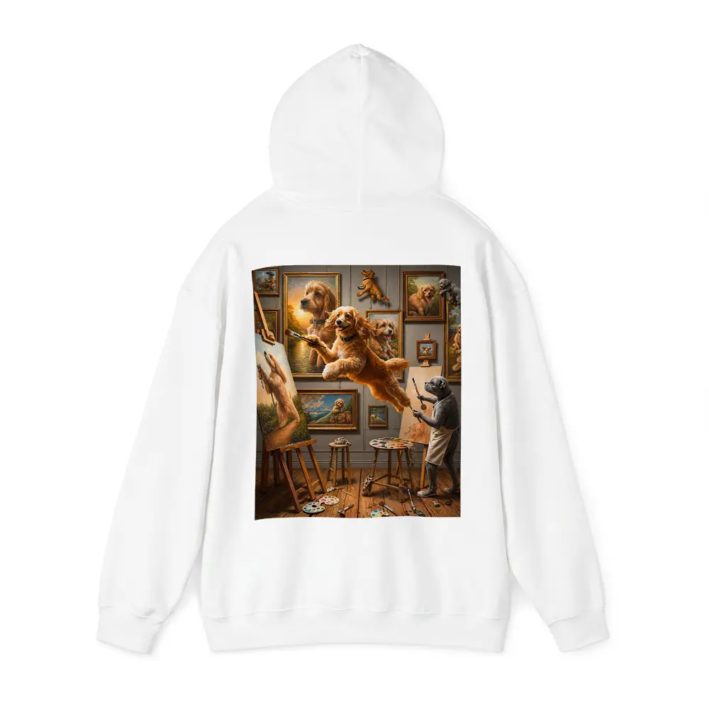 Goldendoodle Artist Painting in Studio Gallery – Hoodies
