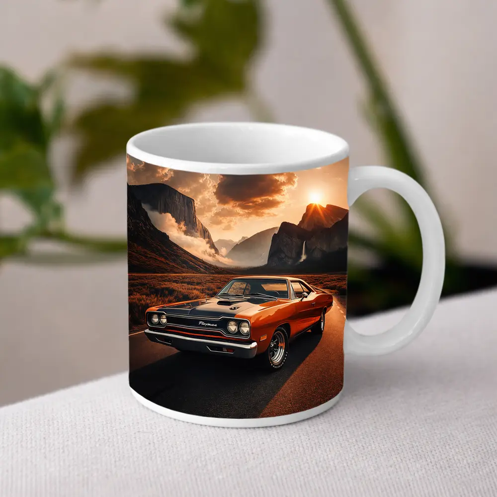 Plymouth Road Runner Classic Muscle Mountain Sunset – Mugs