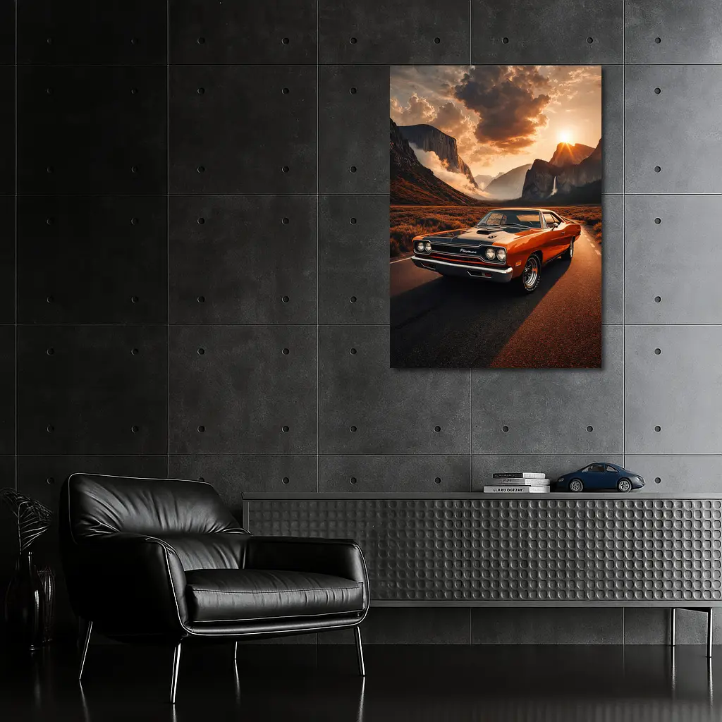 Plymouth Road Runner Classic Muscle Mountain Sunset – Wall Art