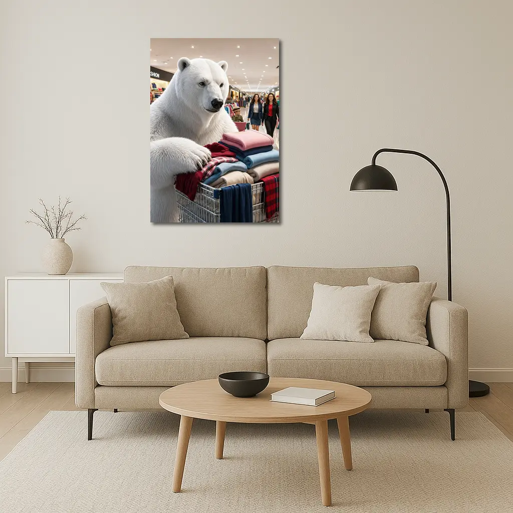Polar Bear Shopping Cart Fashion Mall – Wall Art