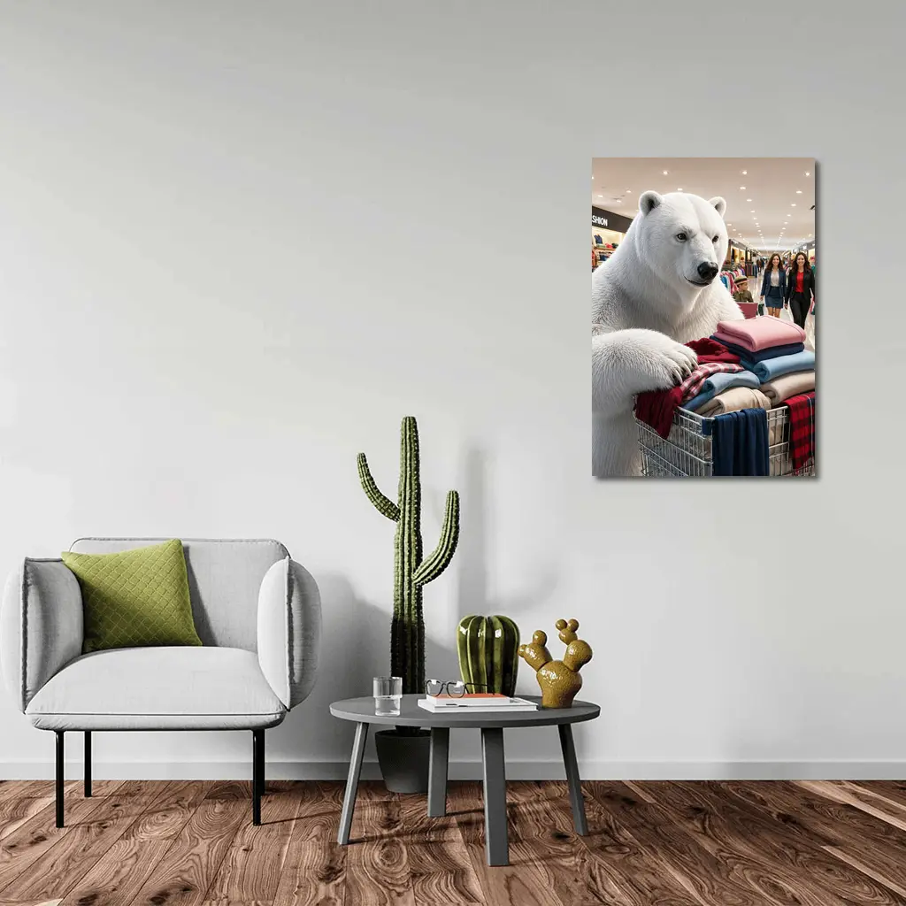 Polar Bear Shopping Cart Fashion Mall – Wall Art