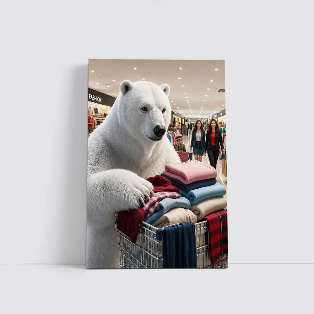 Polar Bear Shopping Cart Fashion Mall – Wall Art