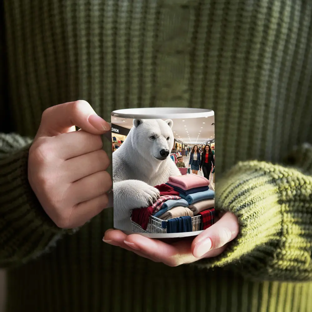 Polar Bear Shopping Cart Fashion Mall – Mugs