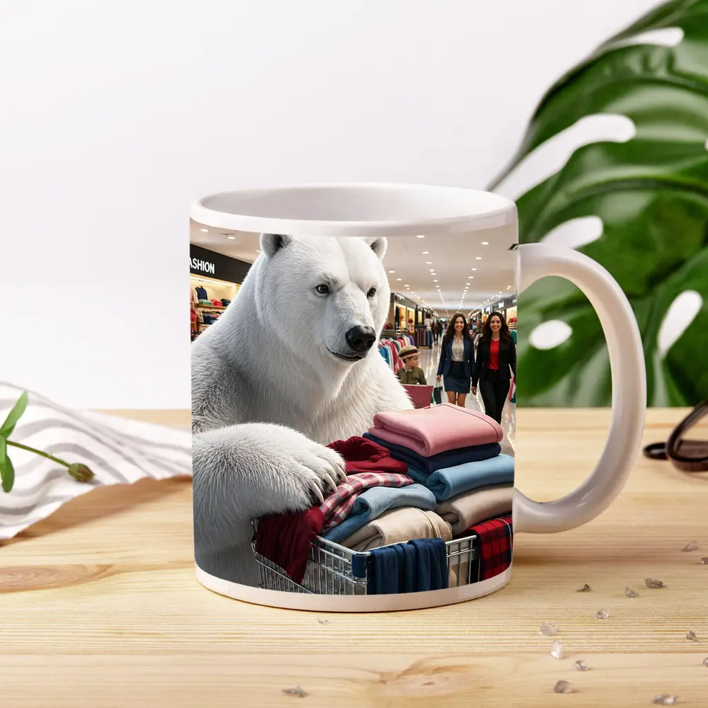 Polar Bear Shopping Cart Fashion Mall – Mugs