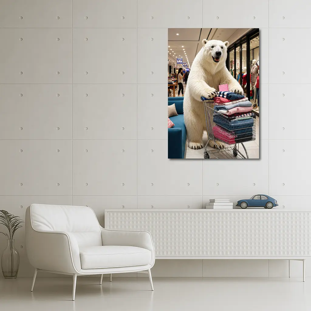 Polar Bear Shopping Cart Fashion Mall – Wall Art
