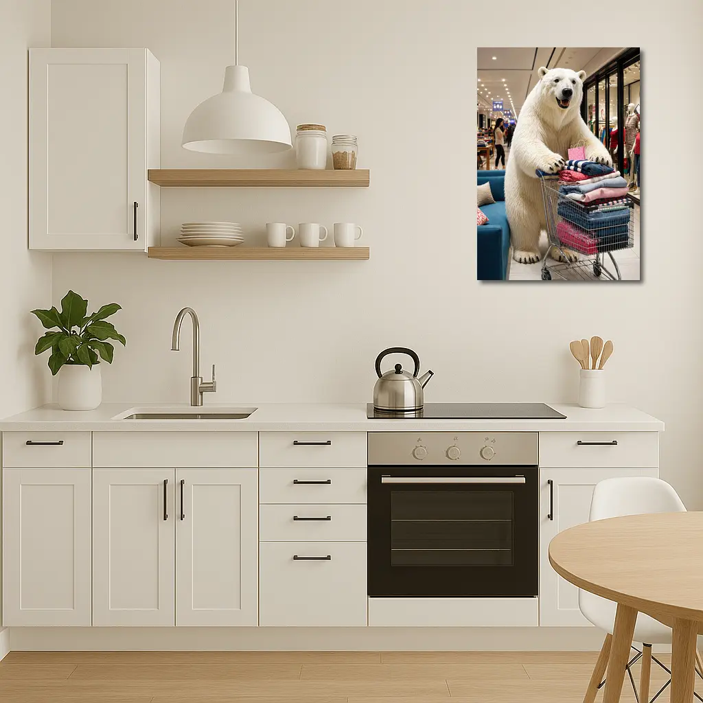 Polar Bear Shopping Cart Fashion Mall – Wall Art