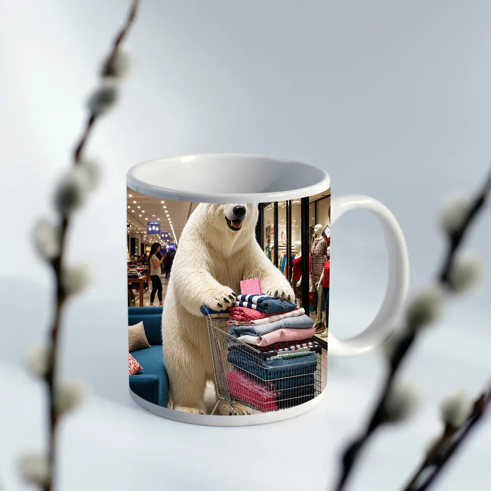 Polar Bear Shopping Cart Fashion Mall – Mugs