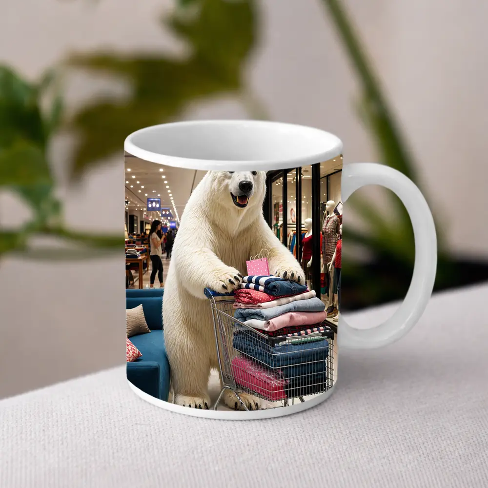 Polar Bear Shopping Cart Fashion Mall – Mugs