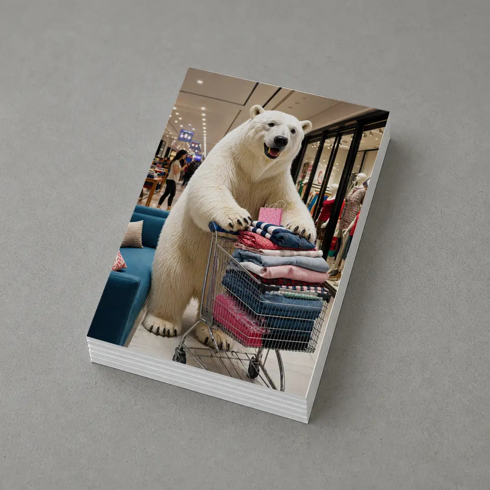 Polar Bear Shopping Cart Fashion Mall – Postcards