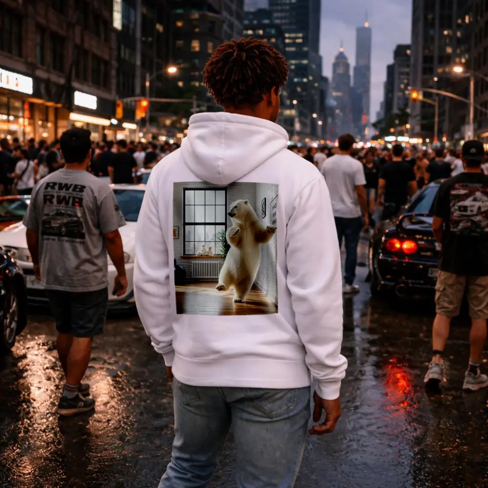 Polar Bear Dancing in Modern Studio Interior – Hoodies