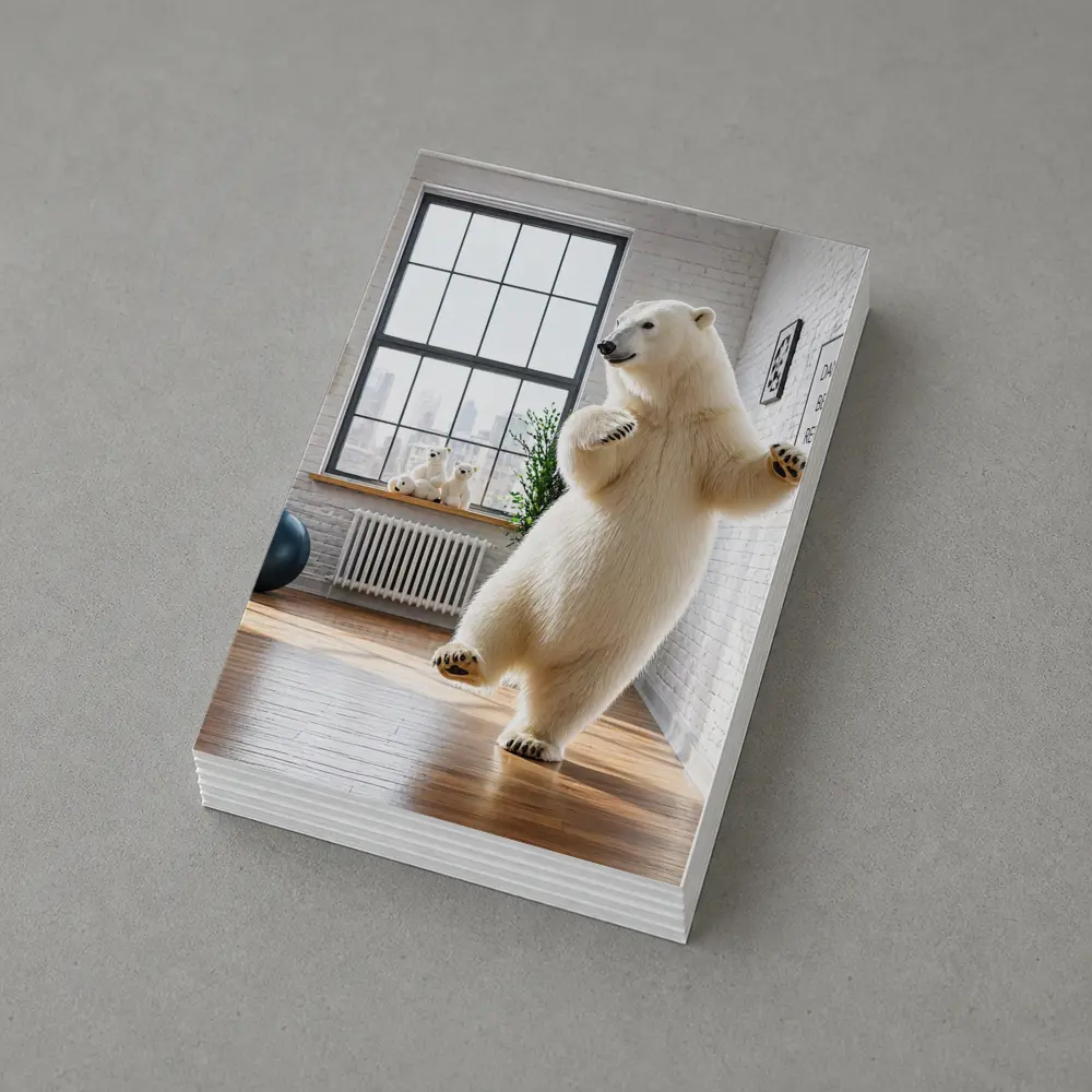 Polar Bear Dancing in Modern Studio Interior – Postcards