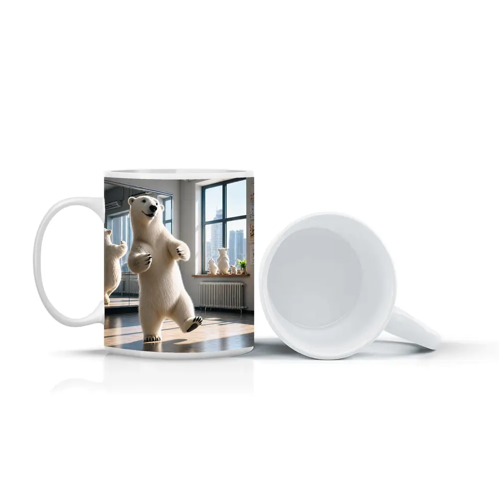 Polar Bear Dancing in Bright Studio – Mugs