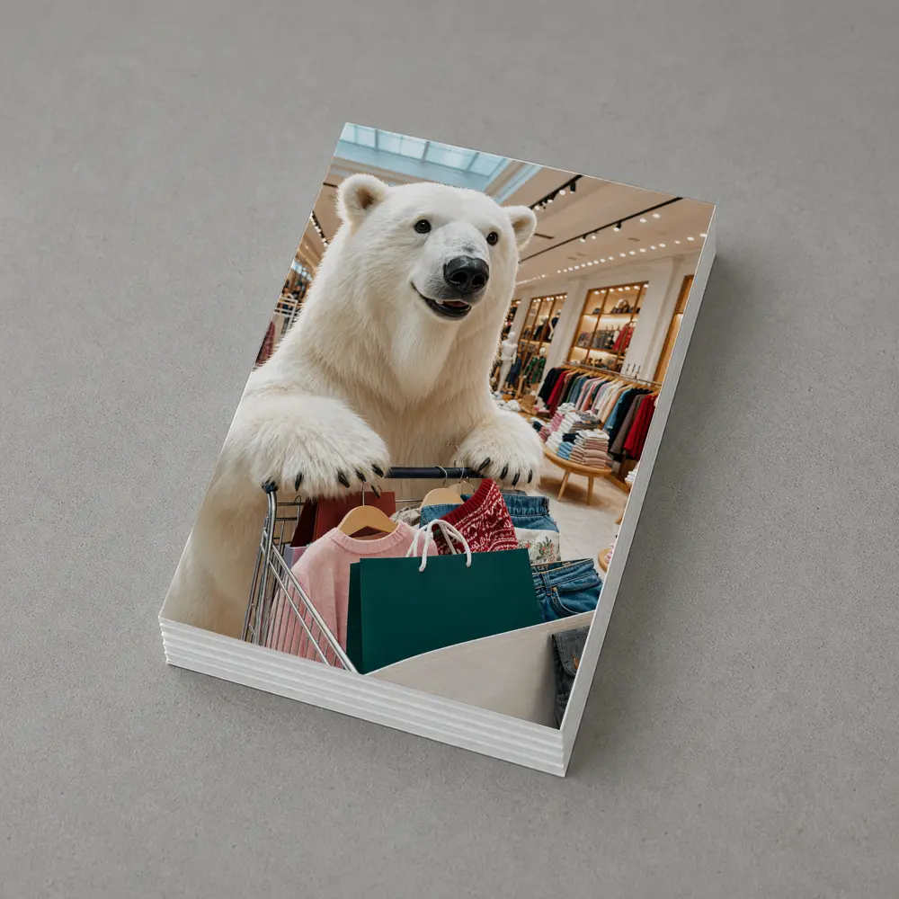 Polar Bear Shopping in Clothing Store – Postcards