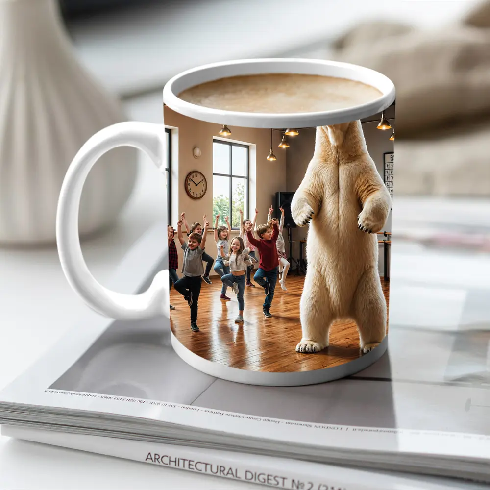 Polar Bear Dancing With Kids In Studio – Mugs