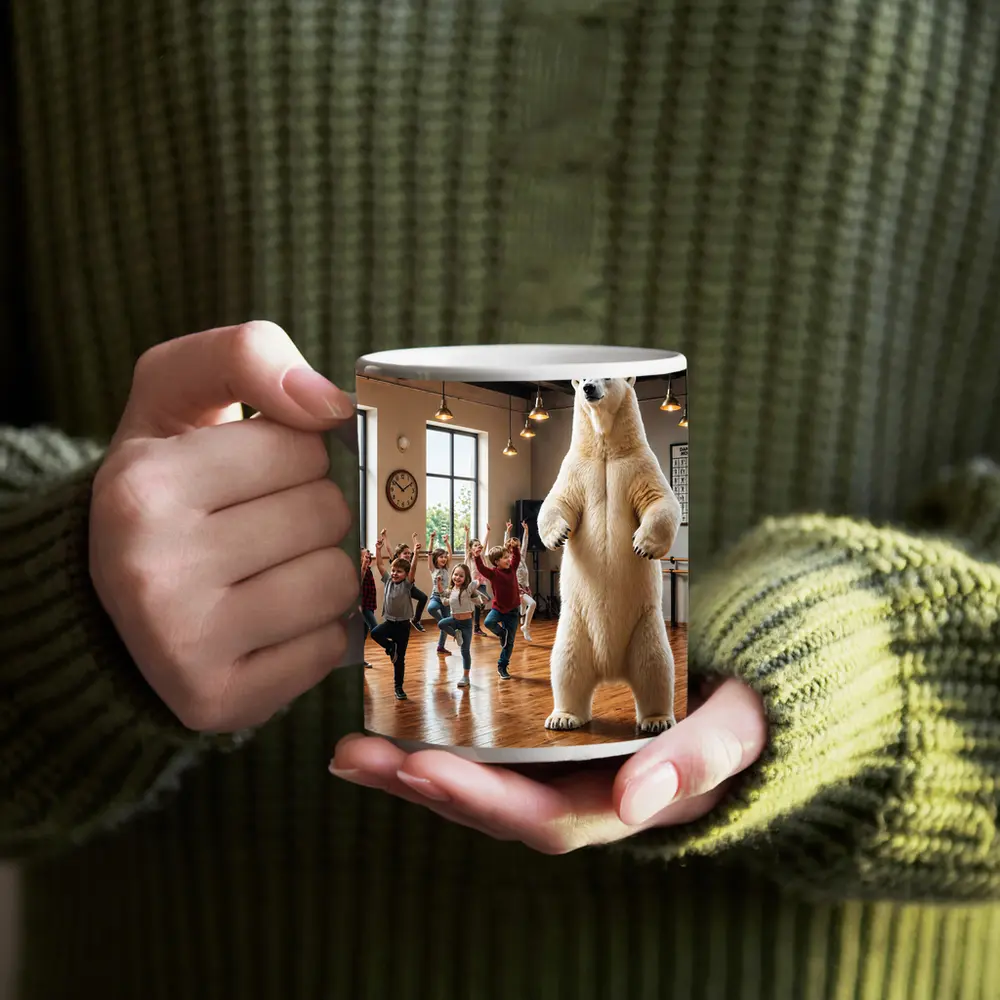 Polar Bear Dancing With Kids In Studio – Mugs