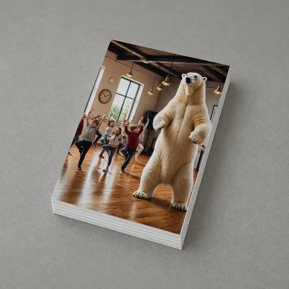 Polar Bear Dancing With Kids In Studio – Postcards