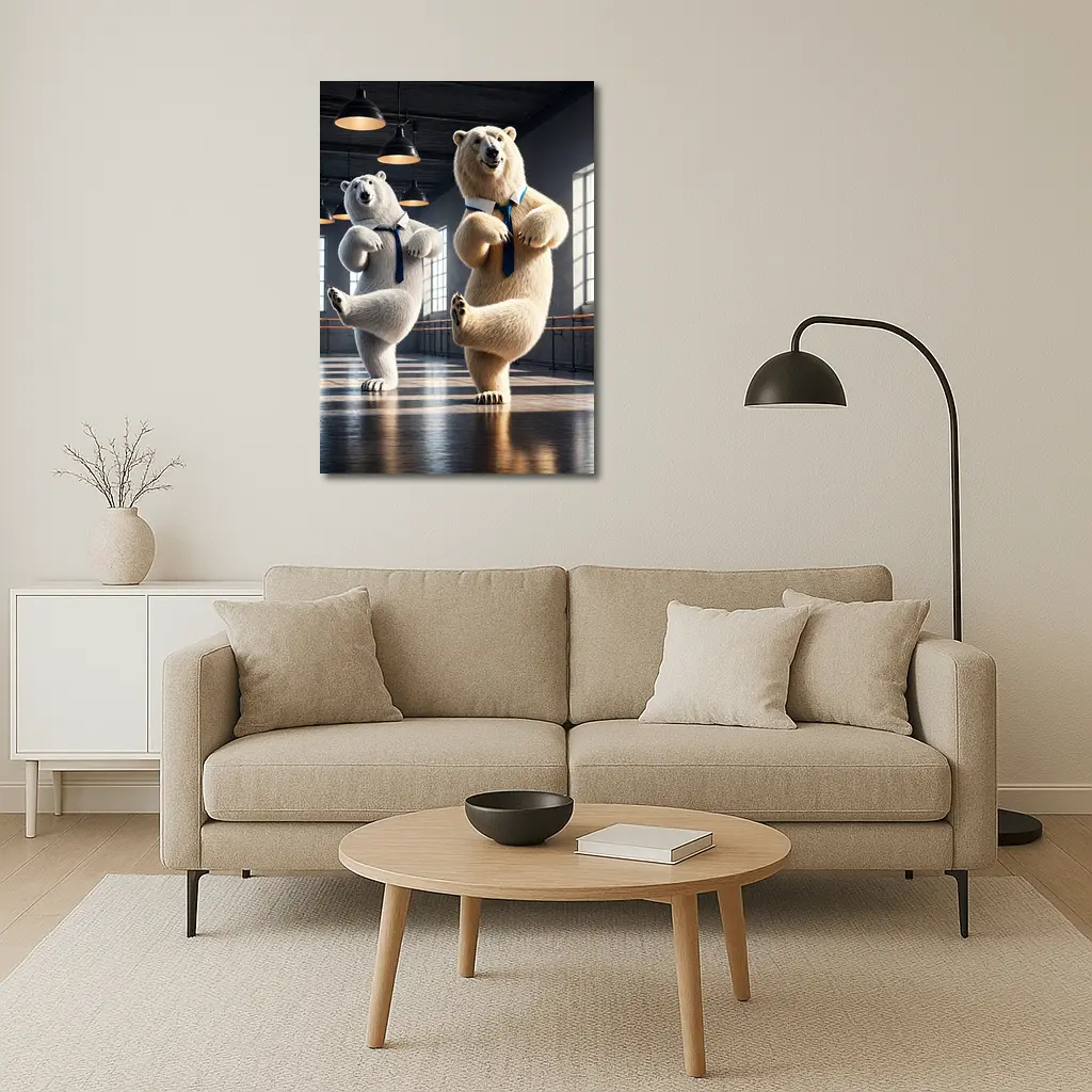 Polar Bears Dancing in Ballet Studio – Wall Art