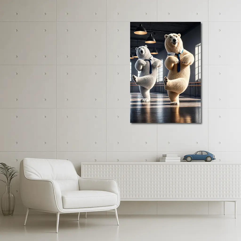 Polar Bears Dancing in Ballet Studio – Wall Art