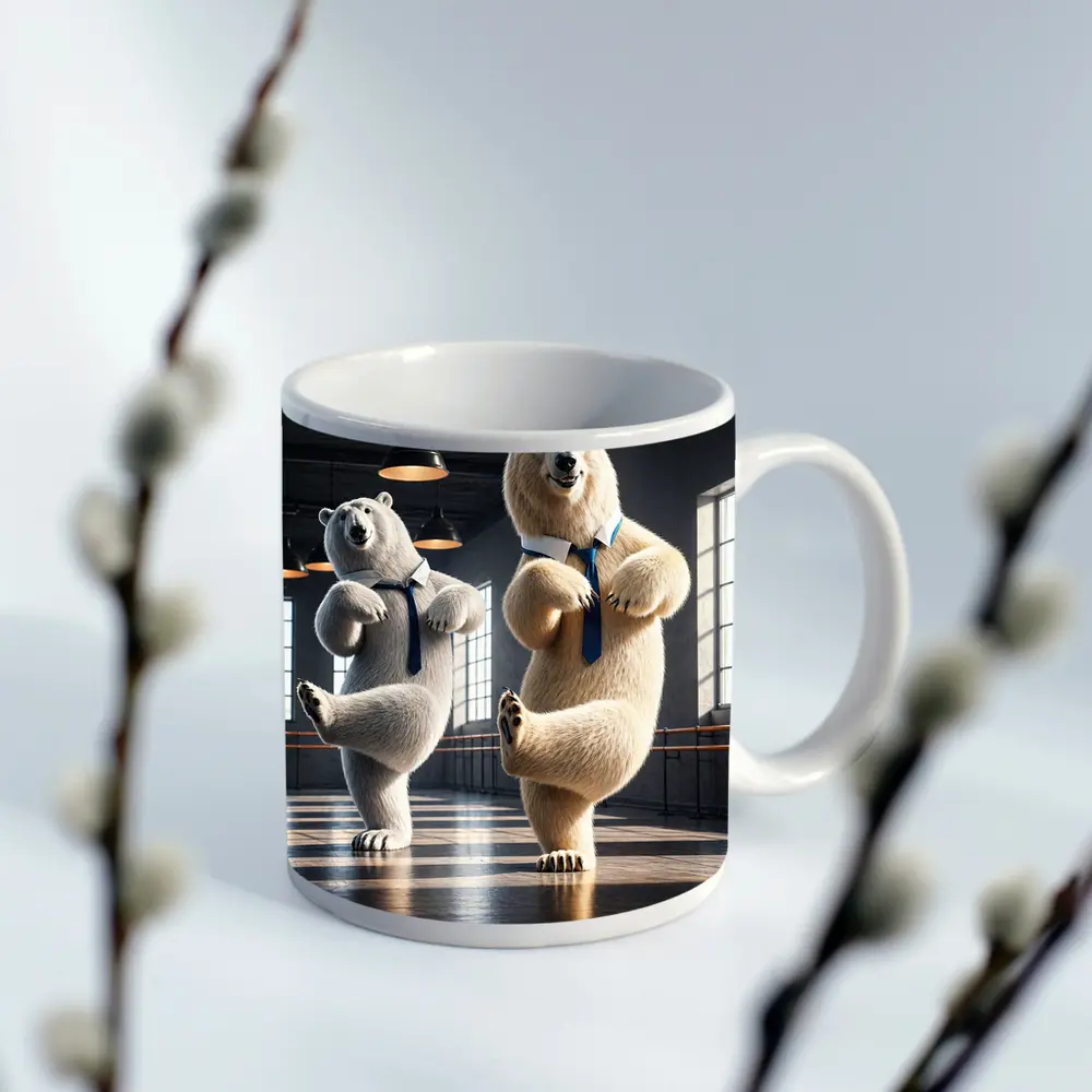 Polar Bears Dancing in Ballet Studio – Mugs