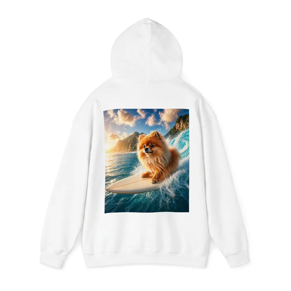 Pomeranian Surfing Ocean Wave Sunny Day – Hoodies
