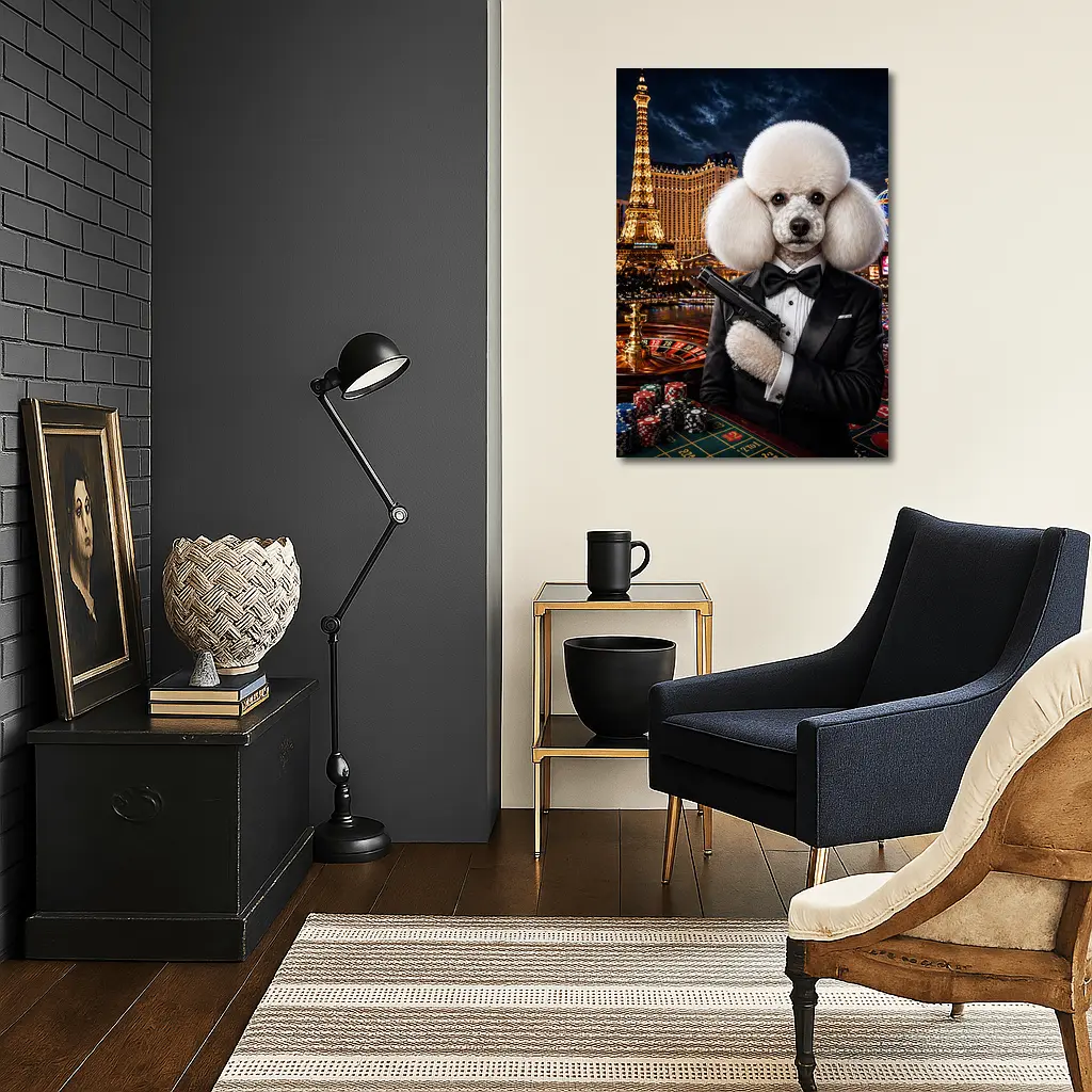 White Poodle Secret Agent Las Vegas Casino – Wall Art