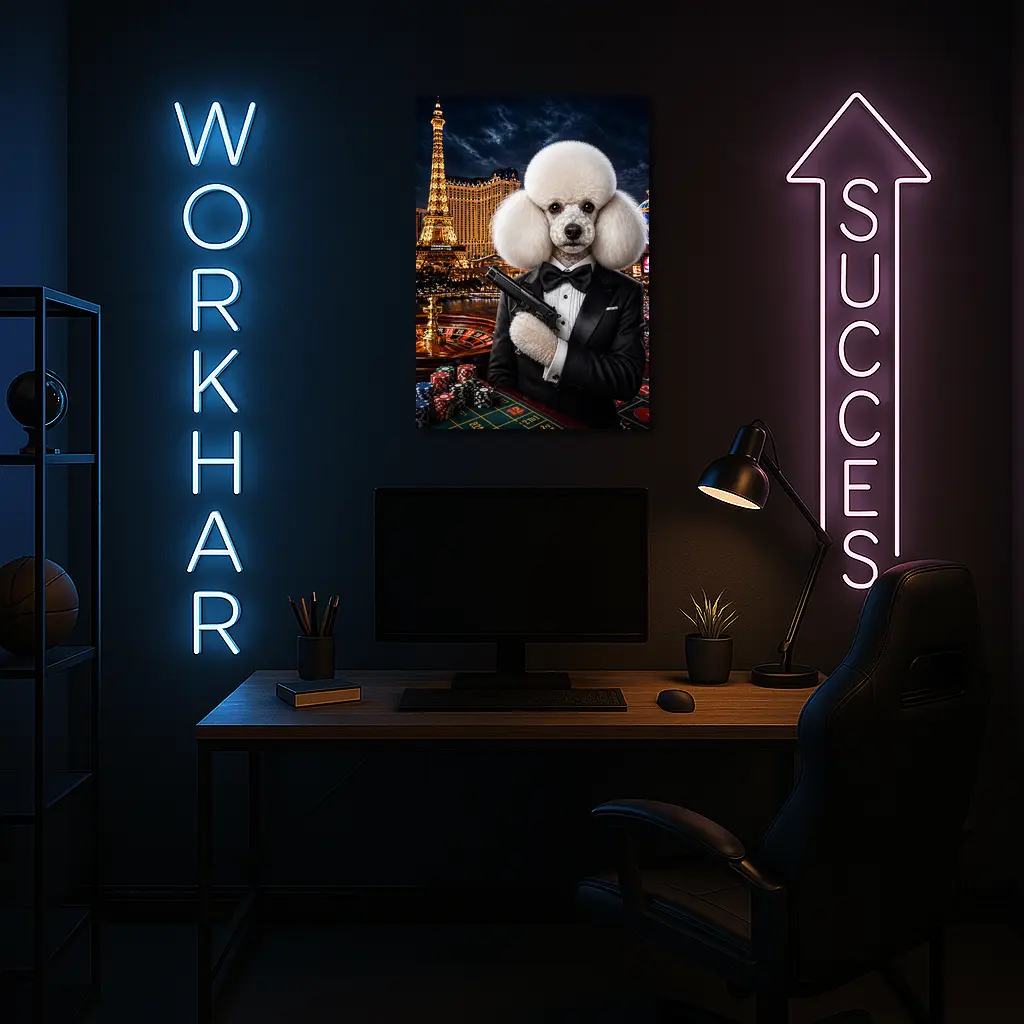 White Poodle Secret Agent Las Vegas Casino – Wall Art