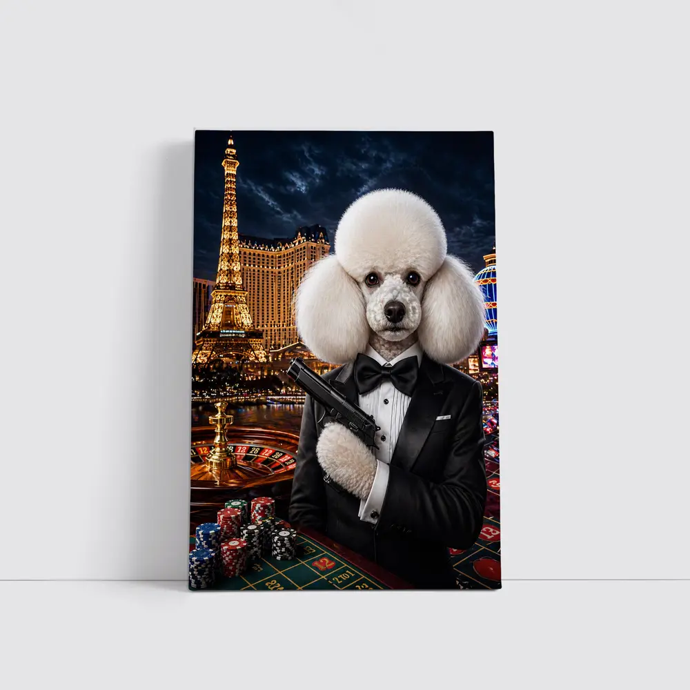 White Poodle Secret Agent Las Vegas Casino – Wall Art