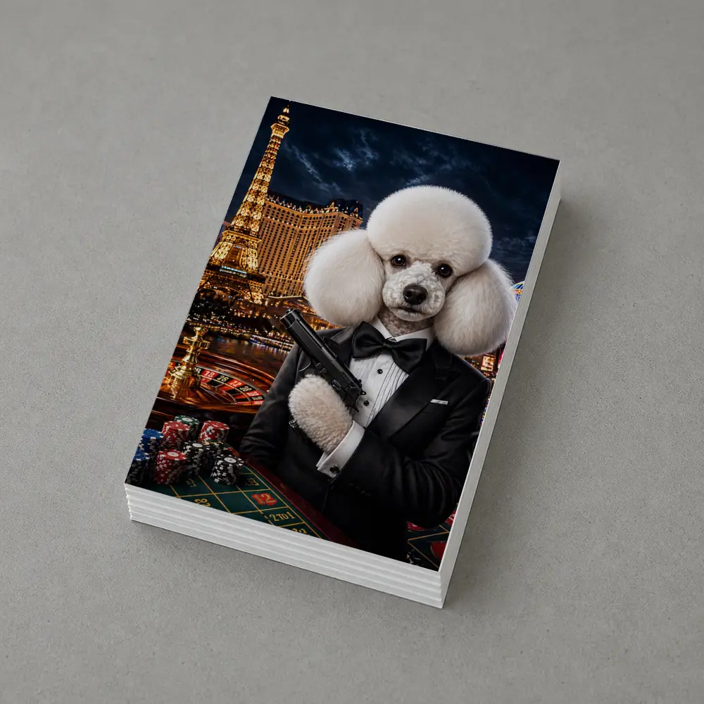 White Poodle Secret Agent Las Vegas Casino – Postcards