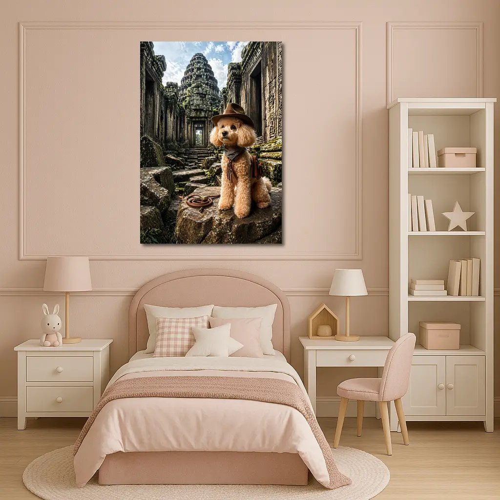 Poodle Adventurer Explorer Ancient Temple Ruins – Wall Art