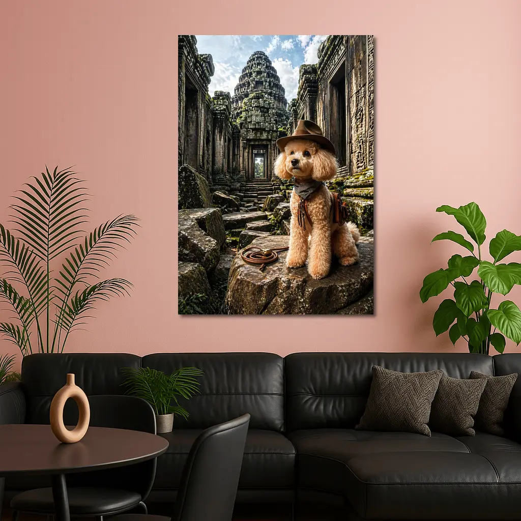 Poodle Adventurer Explorer Ancient Temple Ruins – Wall Art