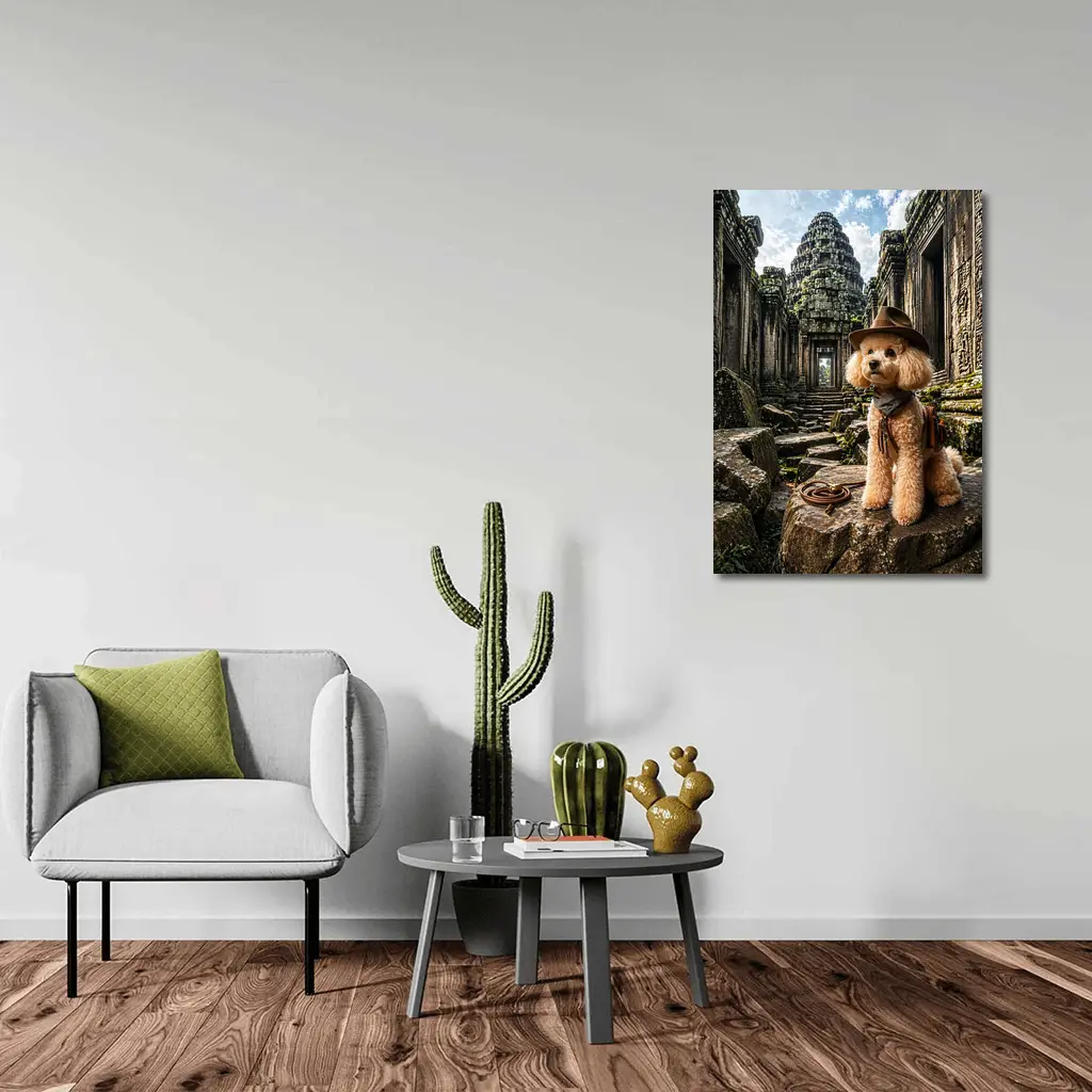 Poodle Adventurer Explorer Ancient Temple Ruins – Wall Art