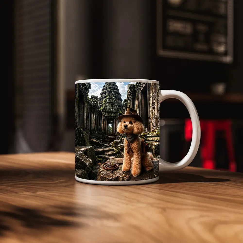Poodle Adventurer Explorer Ancient Temple Ruins – Mugs