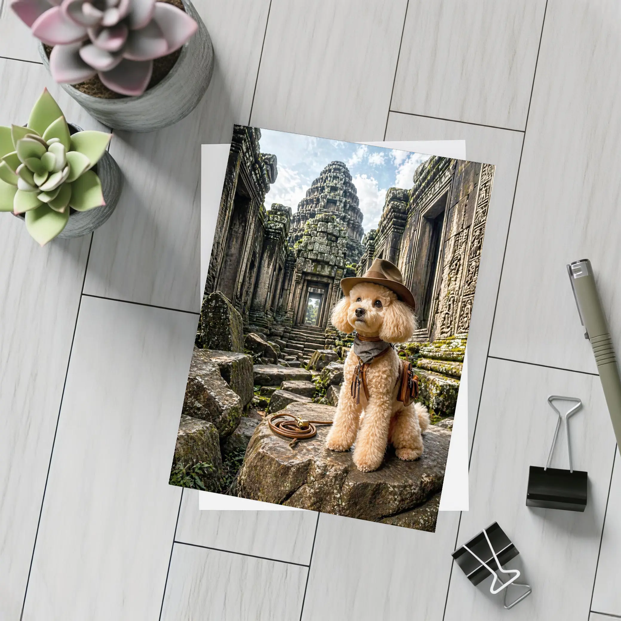 Poodle Adventurer Explorer Ancient Temple Ruins – Postcards