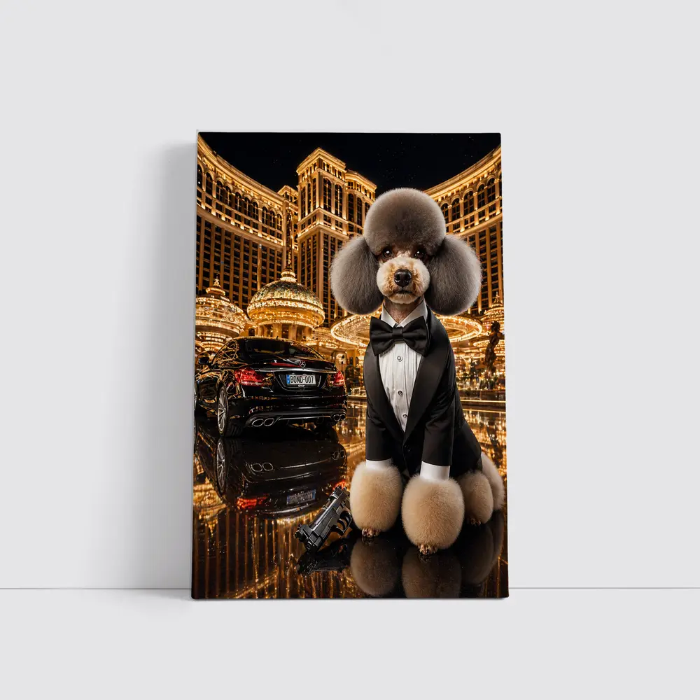Poodle Tuxedo Spy Las Vegas Casino Night – Wall Art
