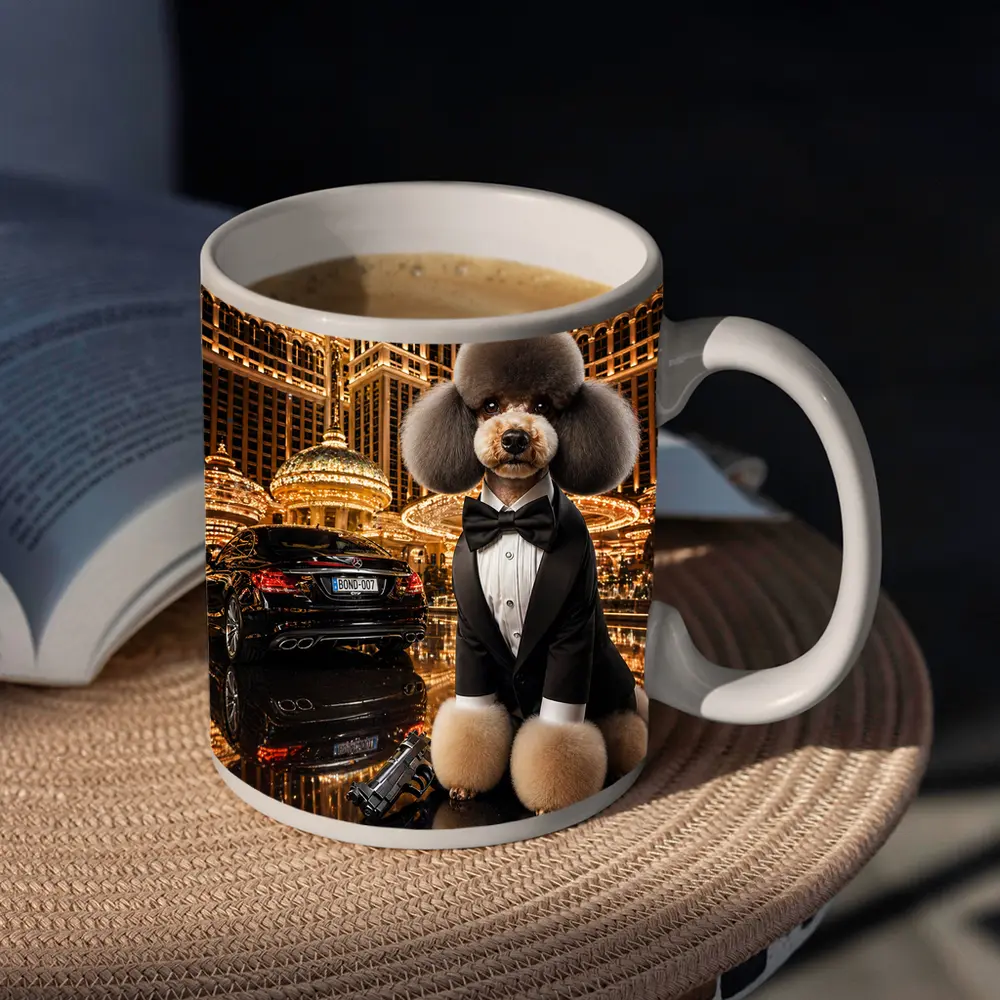 Poodle Tuxedo Spy Las Vegas Casino Night – Mugs
