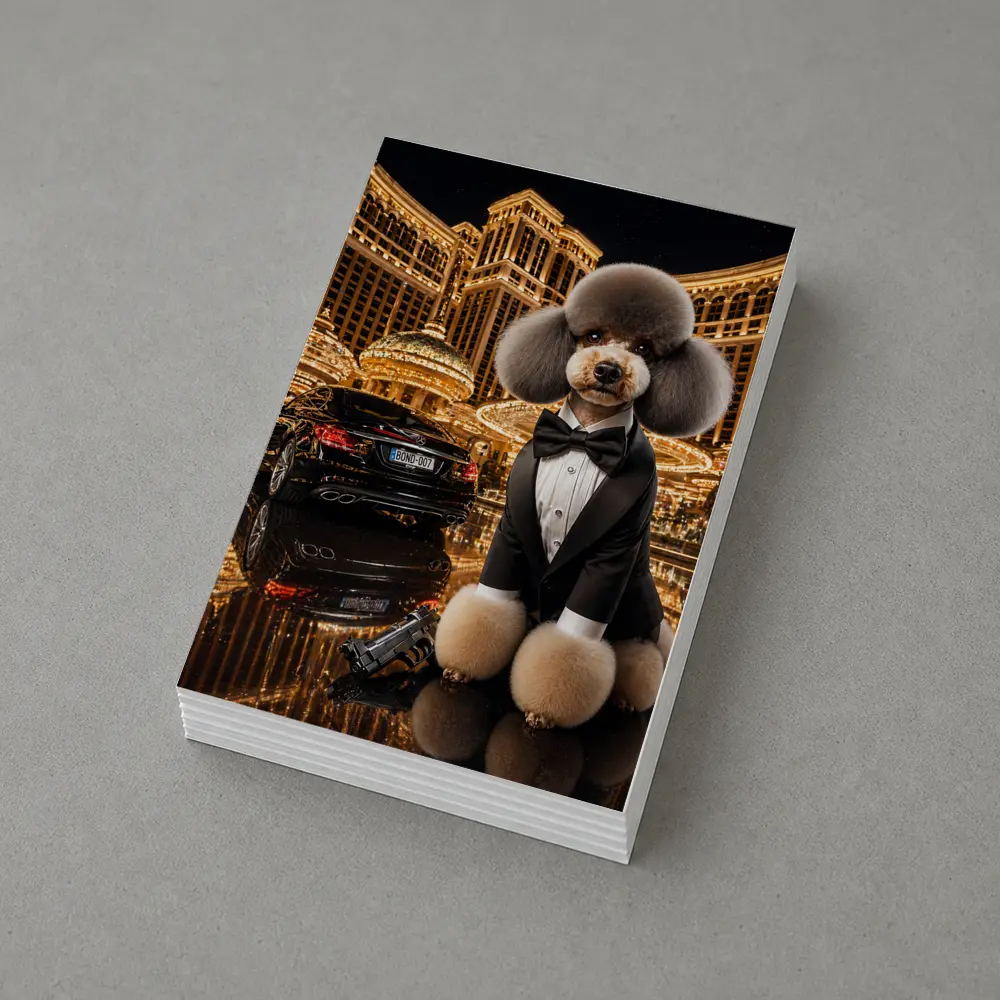 Poodle Tuxedo Spy Las Vegas Casino Night – Postcards