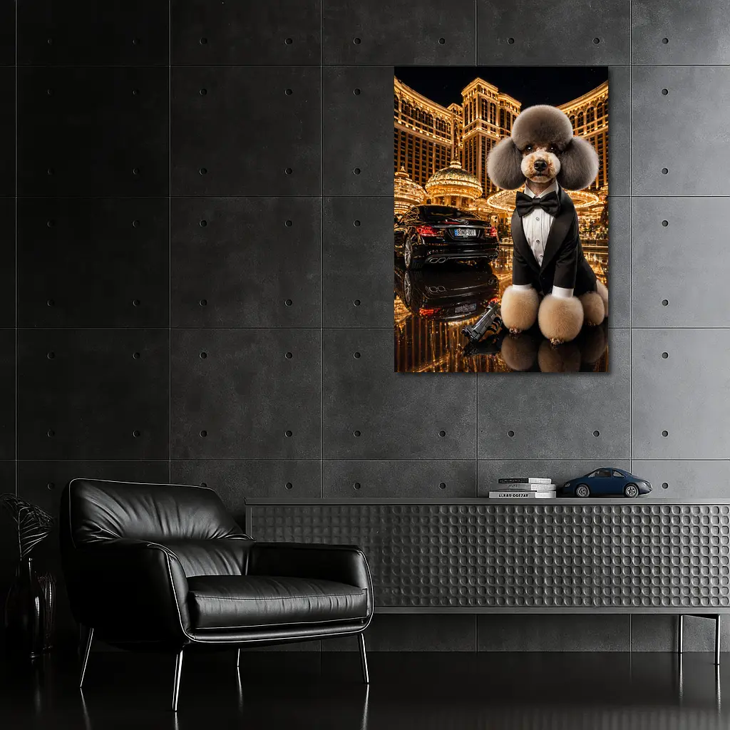 Poodle Tuxedo Spy Las Vegas Casino Night – Wall Art