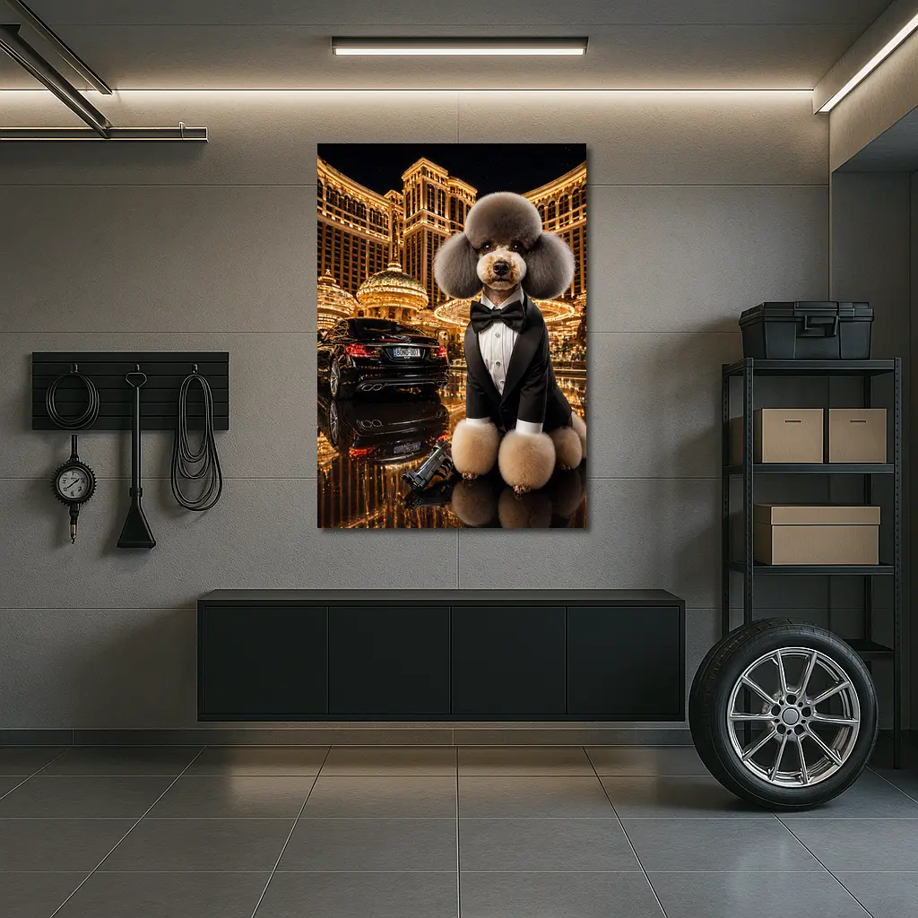 Poodle Tuxedo Spy Las Vegas Casino Night – Wall Art