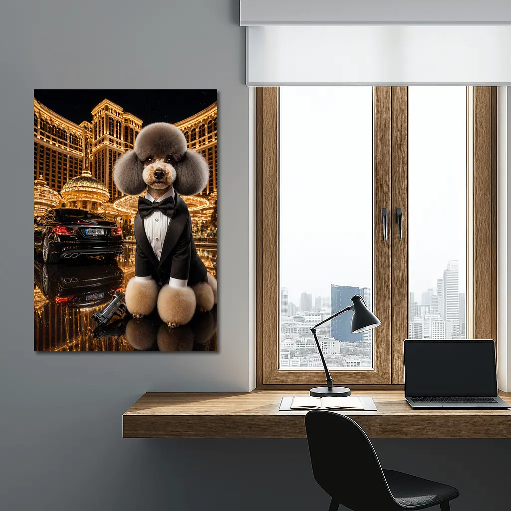 Poodle Tuxedo Spy Las Vegas Casino Night – Wall Art
