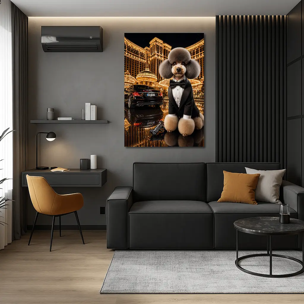 Poodle Tuxedo Spy Las Vegas Casino Night – Wall Art
