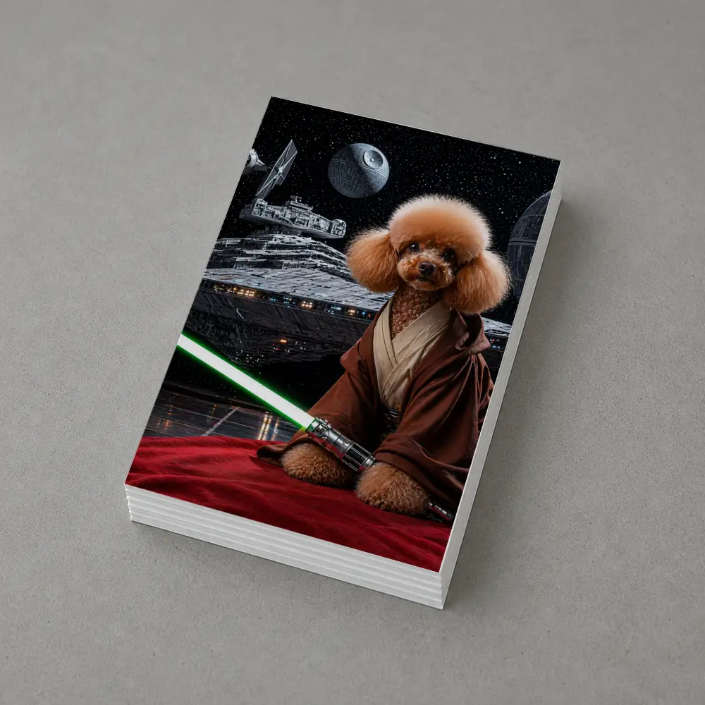 Poodle Jedi with Lightsaber in Space – Postcards