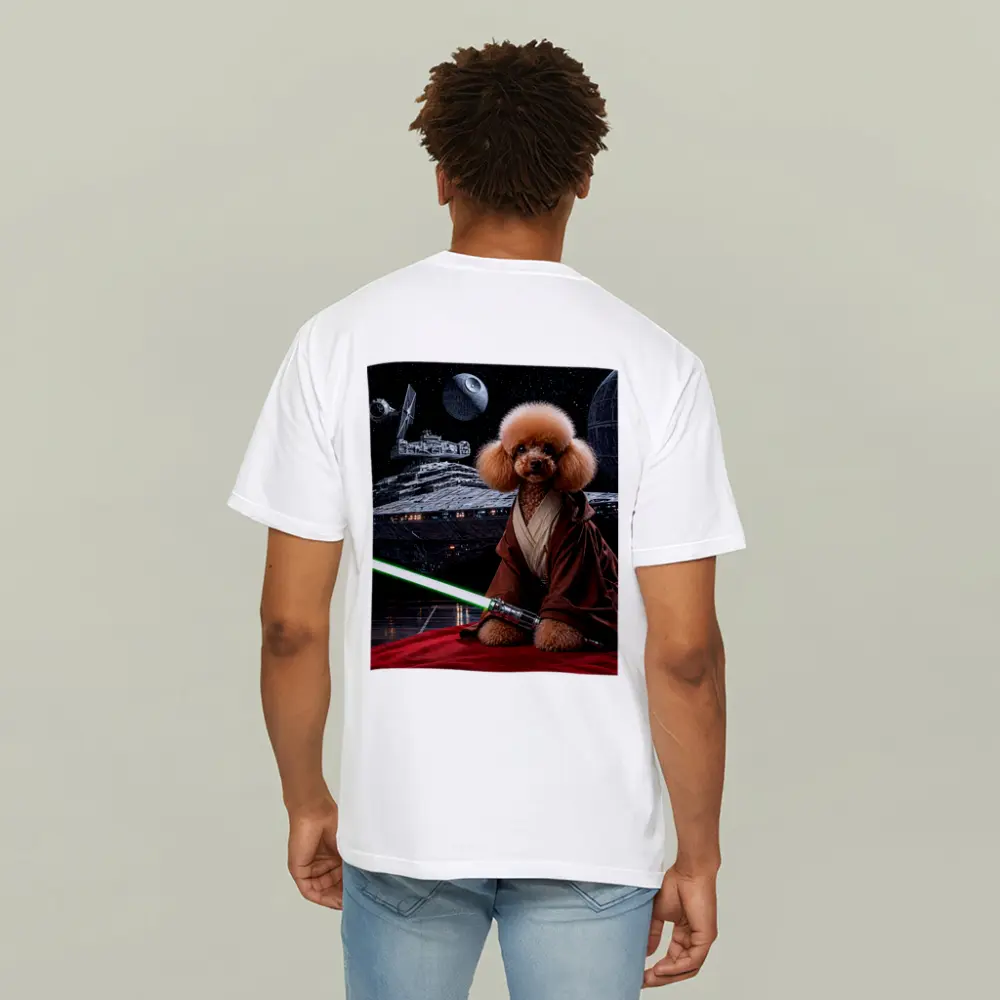 Poodle Jedi with Lightsaber in Space – T-Shirts