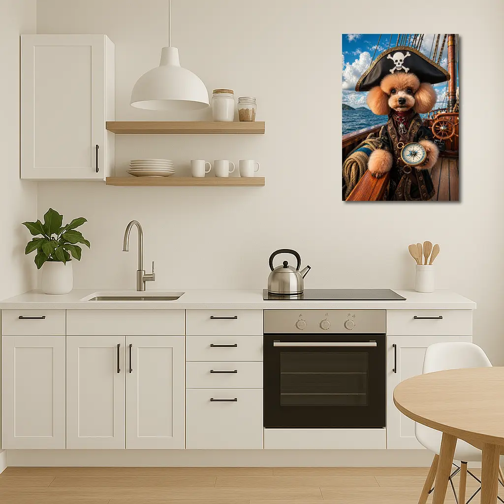 Poodle Pirate Captain on Caribbean Ship – Wall Art