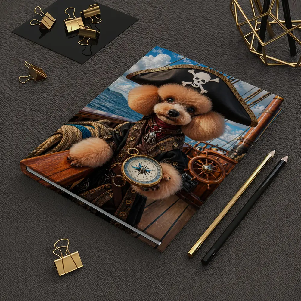 Poodle Pirate Captain on Caribbean Ship – Notebooks